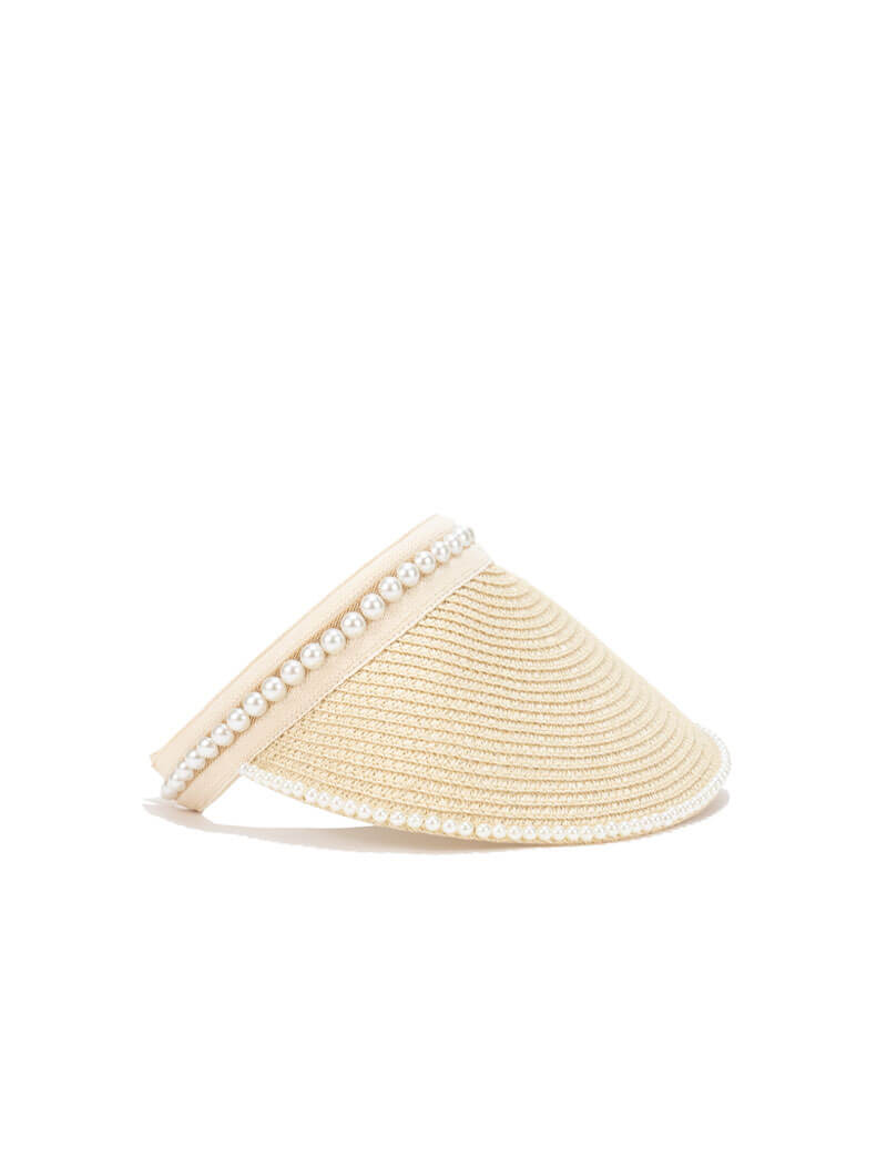 Chapeau en paille avec perles